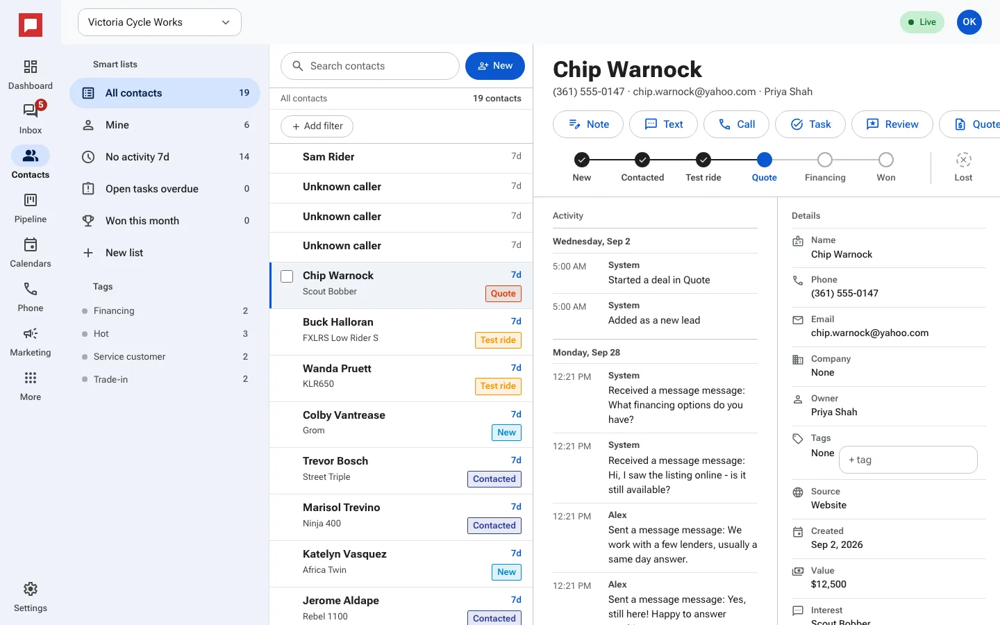 Contact record view