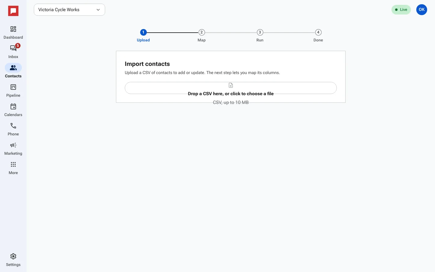 Import contacts screen