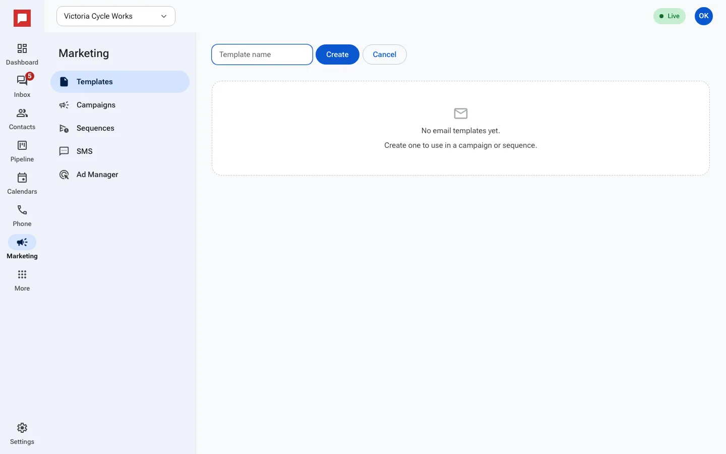 Naming a new email template