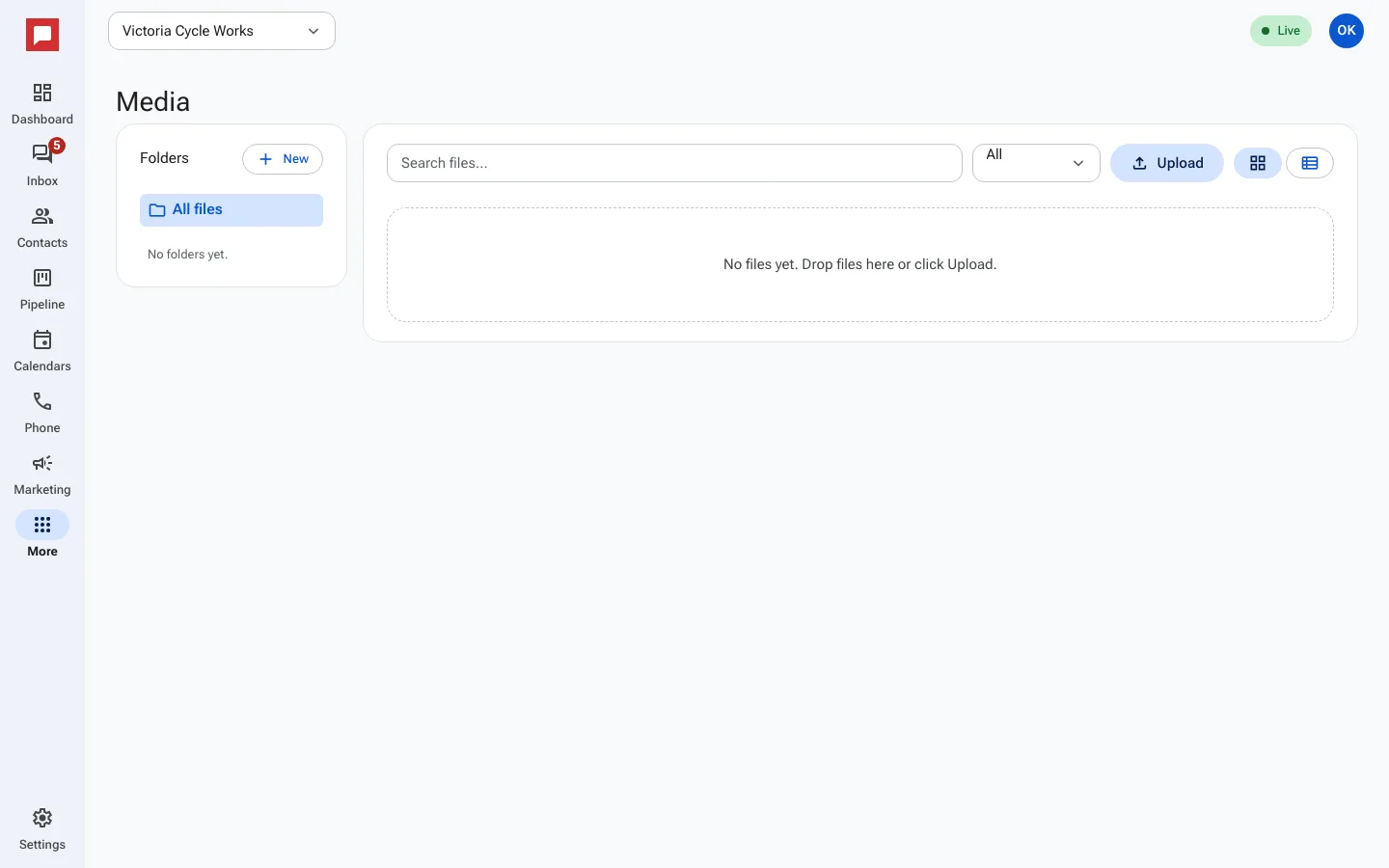 Media picker modal showing file selection