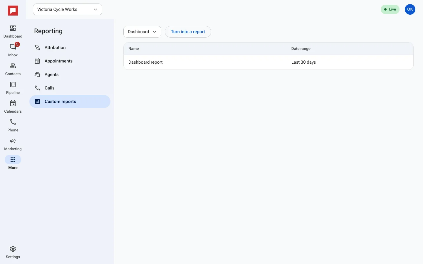 Custom report builder