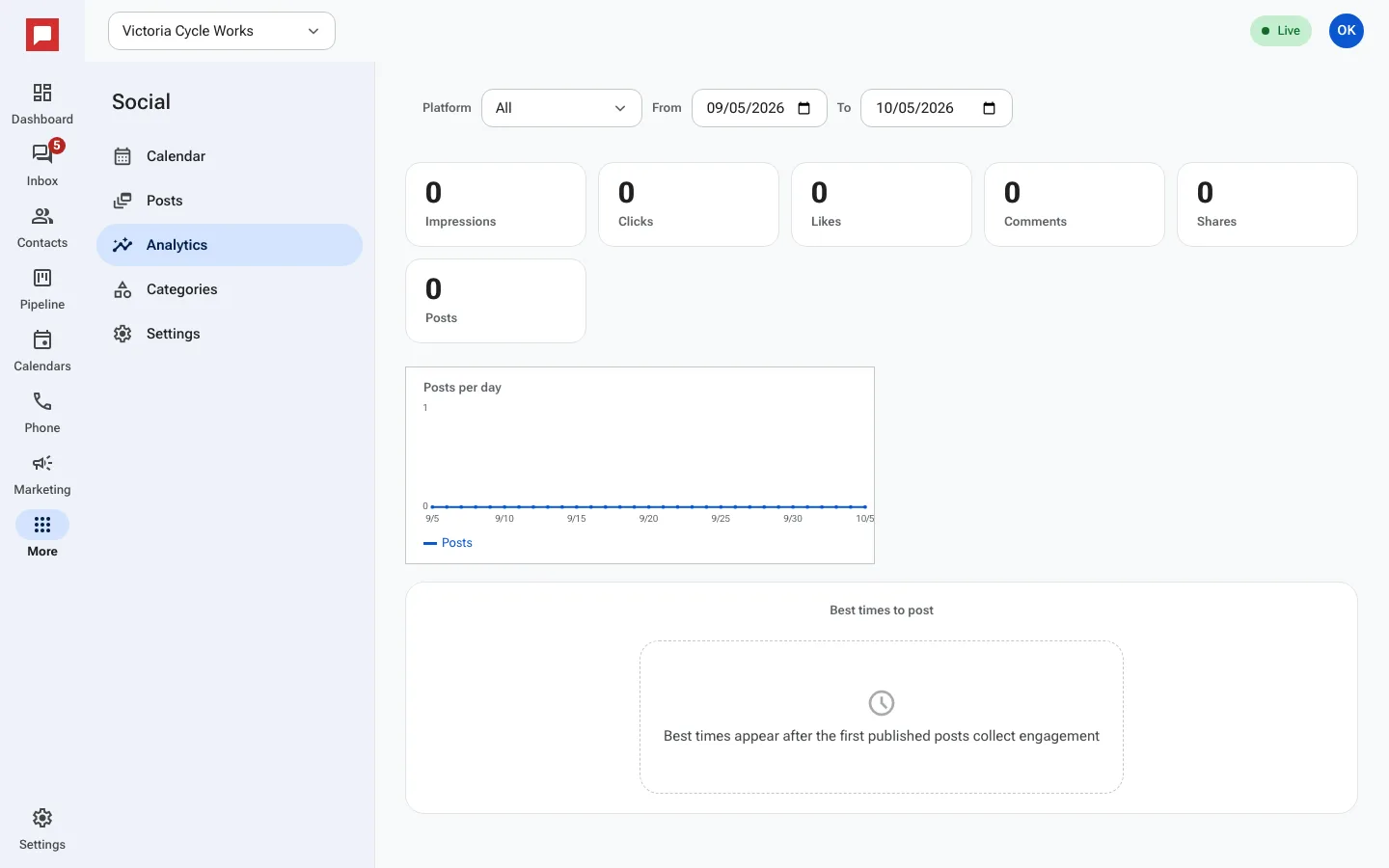 Social analytics dashboard