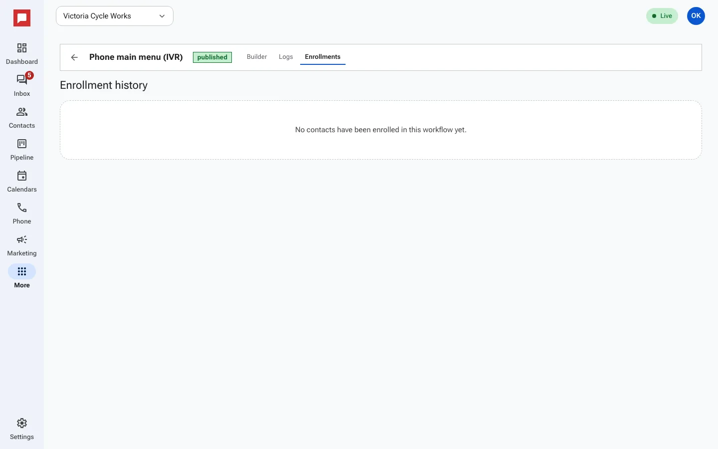 Enrollment history for a workflow